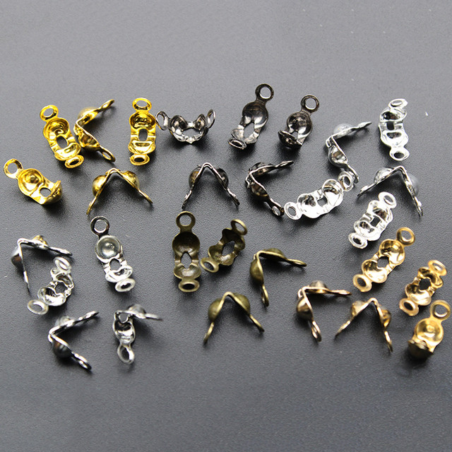 200pcs DIY Jewelry Findings Components Necklace Connector Clasp Fit Ball  Chain Calotte End Crimps Beads Caps